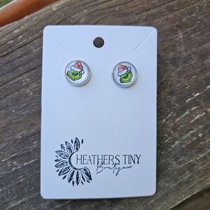Christmas Grinch Stud Earrings Handmade